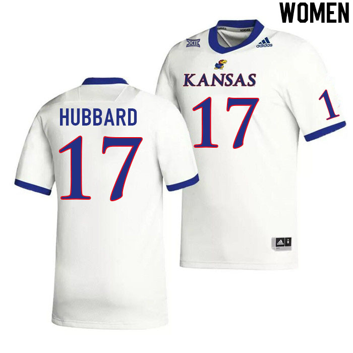 Women #17 Akili Hubbard Kansas Jayhawks College Football Jerseys Stitched Sale-White - Click Image to Close
